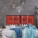 Plage - sticker mural trompe l'oeil pour tte de lit, 160 cm x 60 cm, dco murale porte de conteneur, ...