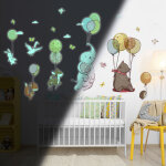 Ambiance - sticker - sticker phosphorescent lumineux - animaux et ballons dans les airs - autocollant ...