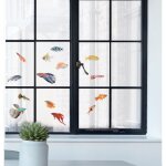 Plage - sticker poisson 21x29, 7cm pour vitre, protection et d�coration baie vitr�e, adh�sif �lectrostatique ...