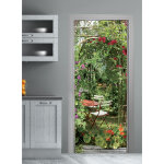 Plage - sticker porte, trompe l'oeil arche fleuri de capucine, rose trémière, jardin , 204 cm x 60 cm ... Plage - sticker porte, trompe l'oeil arche fleuri de capucine, rose trémière, jardin , 204 cm x 60 cm ...