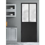 Plage - sticker porte, trompe l'oeil porte atelier noir, style industriel, 204 cm x 60 cm