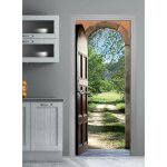 Plage - sticker porte, trompe l'oeil porte bois ouverte sur chemin vers prairie, 204 cm x 60 cm Plage - sticker porte, trompe l'oeil porte bois ouverte sur chemin vers prairie, 204 cm x 60 cm