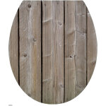 Sticker wc abattant bois brut 33x38cm - d�co toilettes trompe l'oeil - autocollant pour abattant wc d�coratif ...