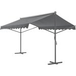 Store banne autoportant à double pente 400 x 300 x 260 cm gris foncé Store banne autoportant à double pente 400 x 300 x 260 cm gris foncé