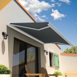 Intersun - store banne coffre int�gral cinabre 3, 00x2, 00 m (manuelle - blanc satin� ral9010 - gris ...