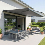 Store banne coffre int�gral hevoa 4, 00x3, 00 m (motoris� secours � t�l�commande + led - gris anthracite ...