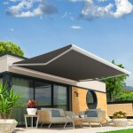 Store banne coffre intgral hevoa 5, 00x3, 50 m (motoris secours tlcommande - blanc satin ral9010 ...