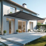 Store banne coffre int�gral hevoa 6, 00x3, 50 m (motoris� secours � t�l�commande - gris anthracite structur� ...