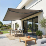 Store banne coffre int�gral hevoa 6, 00x3, 50 m (motoris� secours � t�l�commande + led - gris anthracite ...
