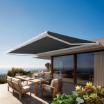 Ombrazur - store banne coffre intgral protect 2 blanc 5x3, 5m motoris  tlcommande - toile grise ...