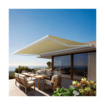 Store banne coffre int�gral protect 2 led smart blanc 4, 05x3, 50m motoris� � t�l�commande + capteur ...