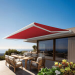 Store banne coffre int�gral protect 2 led smart blanc 4, 05x3, 50m motoris� � t�l�commande + capteur ...