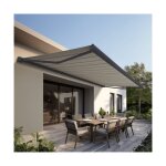 Store banne coffre int�gral protect 2 led smart gris anthracite 5x3, 5m motoris� � t�l�commande + capteur ...