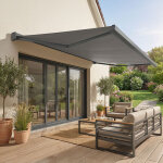 Store banne coffre int�gral soa 6, 00x3, 50 m (motoris� secours � t�l�commande + led - gris anthracite ...