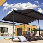 Store banne double pente enargite 4, 00x2x3, 00 m (manuelle - gris anthracite structur ral7016st - gris ...