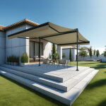 Store banne double pente enargite 4, 00x2x3, 00 m (manuelle - gris anthracite structur� ral7016st - �cru) ...