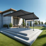 Store banne double pente enargite 4, 00x2x3, 00 m (manuelle - gris anthracite structur� ral7016st - gris ...