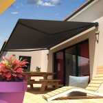 Intersun - store banne loggia dionea 4, 00x3, 00 m (motoris� secours � t�l�commande - gris anthracite ...