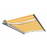 Store banne manuel demi coffre pour terrasse - jaune ray - longueur 2. 5 m et largeur 2 m