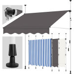Tillvex store banne manuel gris 200cm rtractable avec manivelle pour le balcon marquise de terrasse ...