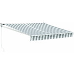 Happy garden - store banne saule 2, 5  2m - toile raye blanche / grise et structure blanche