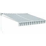 Happy garden - store banne saule 2, 95 � 2, 5m - toile ray�e blanche / grise et structure blanche