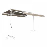 Store double pente avec coffre 3 x 4 m en aluminium taupe
