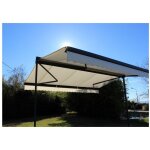 Store double pente garden gris anthracite 6mx3mx2 motoris� � t�l�commande - toile ecrue