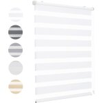 Store enrouleur z�br� jour nuit 85 x 100 cm blanc installation sans per�age occultants protection solaire ...