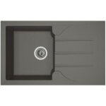 Stradour - evier cuisine a encastrer 1 bac + 1 egouttoir aloa - resine - 81 x 50 cm - gris beton
