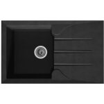 Stradour - evier cuisine a encastrer 1 bac + 1 egouttoir aloa - resine - 81 x 50 cm - noir