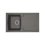 Stradour - evier cuisine a encastrer 1 bac + 1 gouttoir arena - rsine - 86 x 50 cm - gris bton
