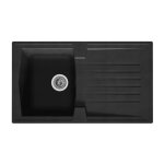 Stradour evier cuisine a encastrer 1 bac + 1 egouttoir arena - resine - 86 x 50 cm - noir