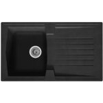 Stradour evier cuisine a encastrer 1 bac + 1 egouttoir arena - resine - 86 x 50 cm - noir