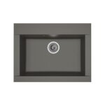 Stradour evier cuisine a encastrer 1 bac sans �gouttoir hexo - r�sine - 66 x 50 cm - gris b�ton