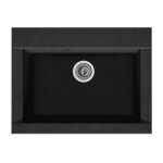 Stradour - evier cuisine a encastrer 1 bac sans egouttoir hexo - resine - 66 x 50 cm - noir