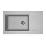 Stradour evier cuisine a encastrer 1 grand bac + 1 egouttoir einna - resine - 86 x 50 cm - gris platinium ...