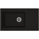 Stradour - evier cuisine a encastrer 1 grand bac + 1 egouttoir einna - resine - 86 x 50 cm - noir