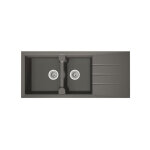 Stradour evier cuisine a encastrer 2 bacs + 1 égouttoir aloa - résine - 116 x 50 cm - gris béton Stradour evier cuisine a encastrer 2 bacs + 1 égouttoir aloa - résine - 116 x 50 cm - gris béton