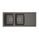 Evier cuisine a encastrer 2 bacs + 1 egouttoir arena - resine - 116 x 50 cm - gris beton - stradour Evier cuisine a encastrer 2 bacs + 1 egouttoir arena - resine - 116 x 50 cm - gris beton - stradour