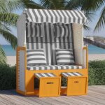 Strandkorb avec coussins r�sine tress�e bois solide blanc gris