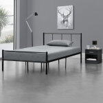 [en. casa] - lit simple laos mtal avec sommier  lattes 120 x 200 cm noir
