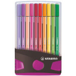 Stylo stabilo 68 en 20 couleurs anthracite / rose