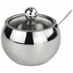 Sucrier en acier inoxydable avec couvercle et cuill�re en verre transparent, pot � �pices pour herbes ...