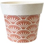 Cache pot en bambou beige et orange 15. 5 cm
