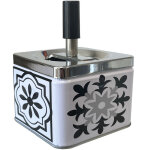 Cendrier poussoir en m�tal carreaux de ciment