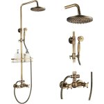 Suguword colonne de douche antique laiton robinet de douche rglable en hauteur avec pommeau de douche ...