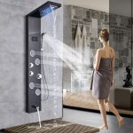 Colonne de douche hydromassante led noir acier inoxydable multifonction 5 fonctions avec cran lcd 4 ...