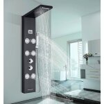 Colonne de douche panneau de douche hydromassage noir avec affichage lcd et douchette et 6 grandes buses ...