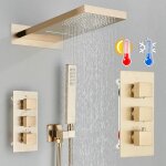 Or douche encastr�e thermostatique dor�, colonne de douche encastr�e syst�me de douche encastr�, 2 fonctions ...